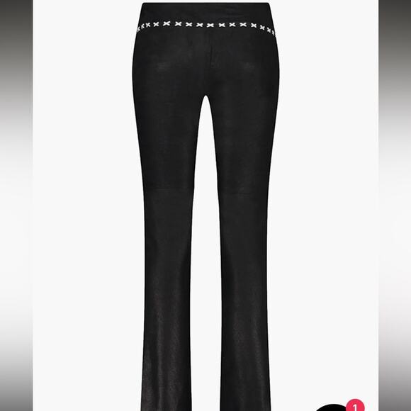 Free People x Dancassab Black Lambskin Leather Tie-Waist Jeans Limited Edition - Picture 9 of 10